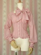 Victorian Maiden - Frill Ribbon Intuck Blouse Rose Pink
